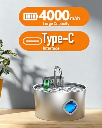 Fuente de agua para gatos y perros de acero inoxidable miniatura 7