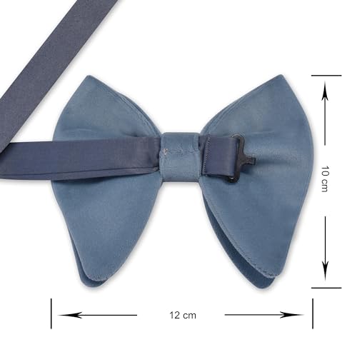 Image of GUSLESON Mens Solid Plaid Velvet Pre-tied Adjustable Bow Tie and Pocket Square Cufflink Set with Gift Box