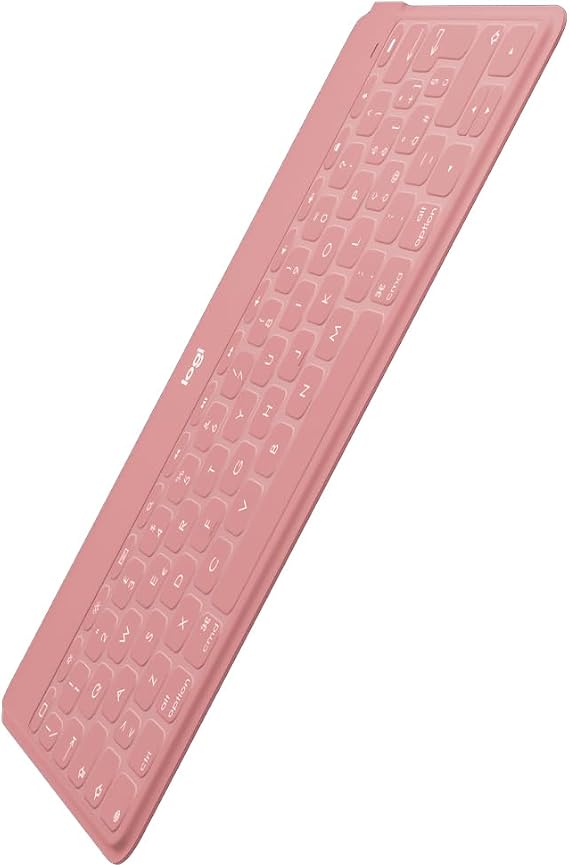 Logitech Keys to Go Wireless Keyboard Wireless Keyboard Ultralight and Silent for Windows Tablet iPad iPhone macOS iOS Suisse/Swiss (QWERTZ) Pink Bulk - without Packaging