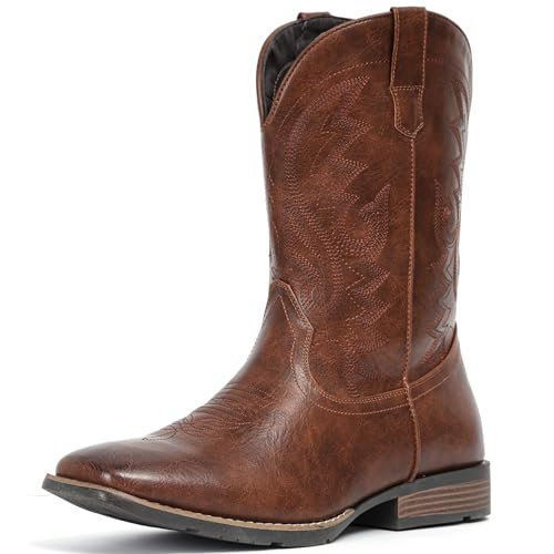 Image of IUV Cowboy Boots For Men with Wide Square Toe Western Retro Boot
