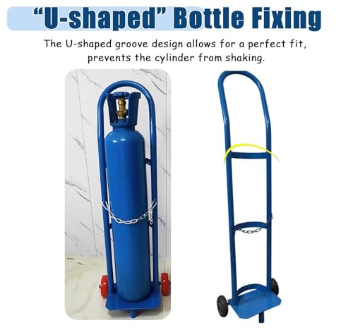 Genérico Carro con Ruedas para bombonas de oxígeno, Soporte de 95 cm de Altura para Botellas de Gas de Soldadura con Cadenas de Seguridad para bombonas de oxígeno y acetileno, diseño Robusto y durade