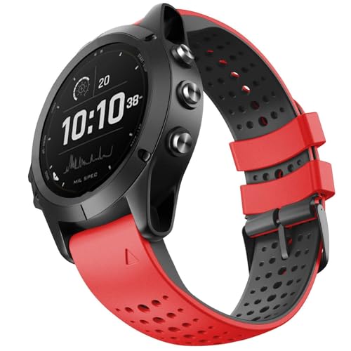NIBYQ Correa de silicona de 22mm para reloj Garmin Fenix ​​6, 7, 8 Sapphire, 6 Solar, 5 Plus, 4, Forerunner 935, 945, 955, 965(Red/Black)