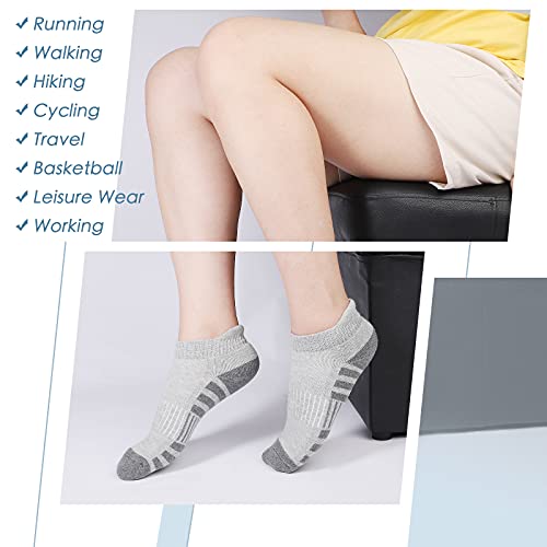 Airacker Athletic Running Ankle Socks, Low Cut Cushioned Performance Anti-Blister Tab Sports Socks For Men Women 6 Pairs #TOP4