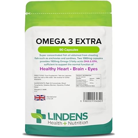 Lindens Omega 3 Extra Fish Oil 1000mg Capsules Cover