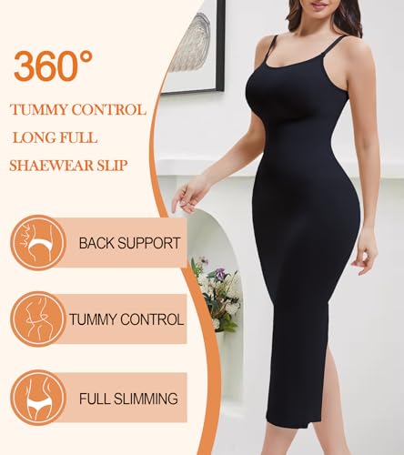 Image of Shapewear Slip Dress for Women, Full Slip Under Dress Tummy Control Body Shaper Long Cami Dress Slimming