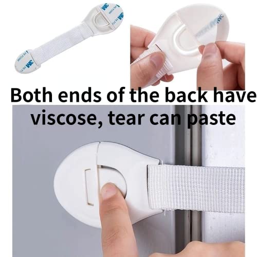 Child Safety Strap Locks For Cabinet, Refrigerator, Oven, Toilet, Drawer, Trash Can Etc, Adjustable Length, Strong Glue Is Not Easy To Fall Off (8 Count (Pack Of 1)) #TOP3