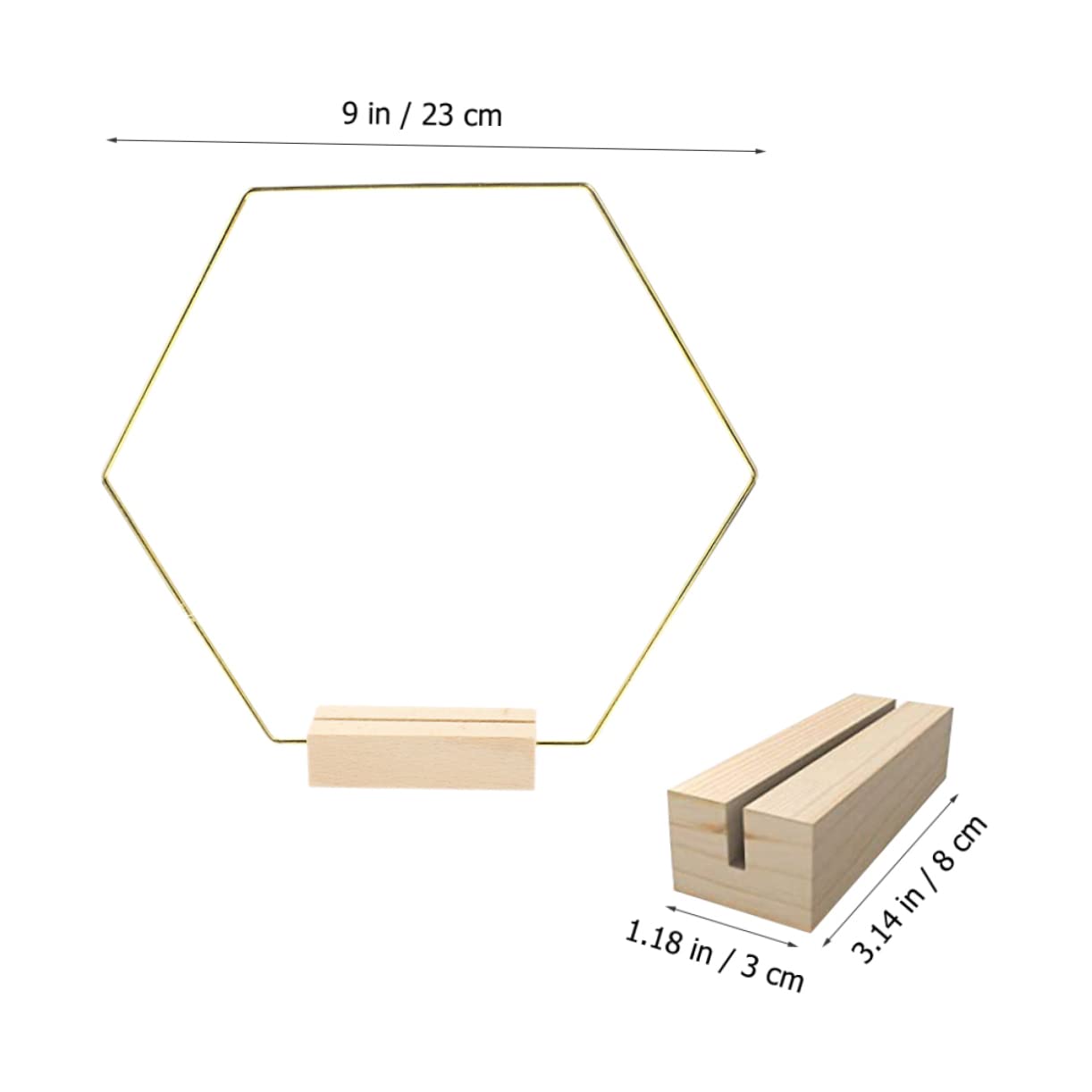 Sechseckige Metallkränze mit Holzsockel für Hochzeit | Gold, Selbstgemacht Bastelbedarf für Zuhause, 10 Stück im Paket, Passend für Dekorative Arrangements