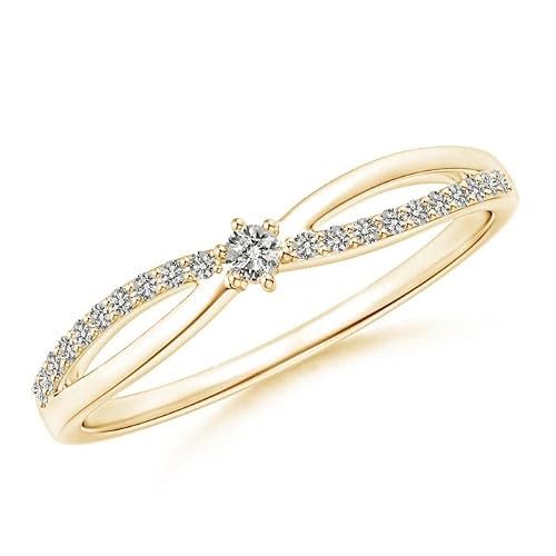 Angara Natural Diamond Promise Ring For Women, In 14K Yellow Gold (0.14 Ct, Color-K, Clarity-I3, Ring Size -6.5) - April Jewelry For Her #TOP11