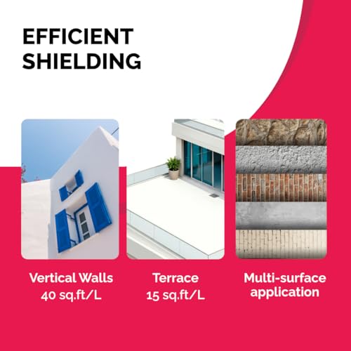 Image of Nerolac Perma Damp Protect Exterior Waterproof Coating (1L) | High Strength Elastometric Liquid | 150% Film Elongation, 1mm Crack Bridging | 5 Years Waterproofing Protection |Terrace, Roof, Walls