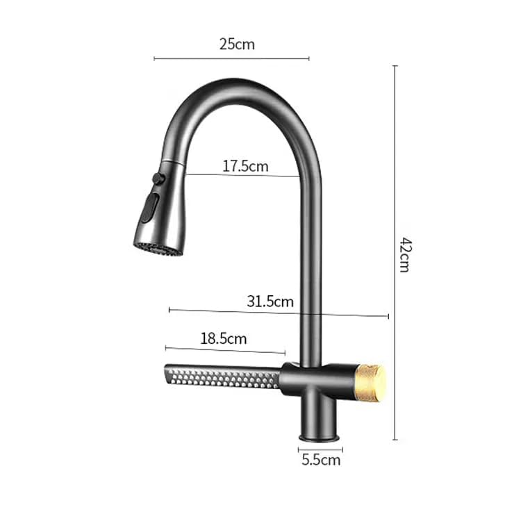 Image of Backline Brass Waterfall Kitchen Sink Hot & Cold Mixer Faucet 360 Rotatable Pull Out Kitchen Faucet Multi-Function Dual Spray Head Technology /Kitchen Sink Tap (Brushed Nickel)