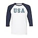 TeesAndTankYou Stars USA Three-Quarter Raglan Sleeve Baseball Shirt Unisex Medium White/Navy