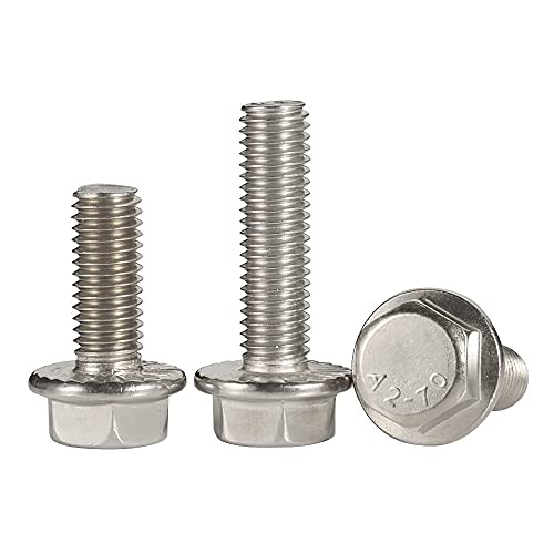 Image of 20 PCS M8 x 35mm Flanged Hex Head Bolts Flange Hexagon Screws, Stainless Steel A2, DIN 6921