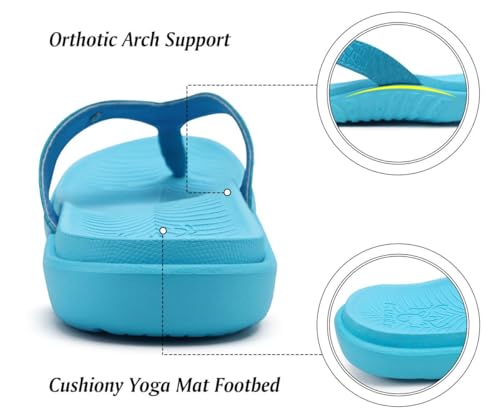 Image of KuaiLu Womens Flip Flops Arch Support Yoga Mat Cushioned Thong Sandals | Ladies Comfortable Walking Slides For Plantar Fasciitis Slip On Indoor Outdoor For Summer
