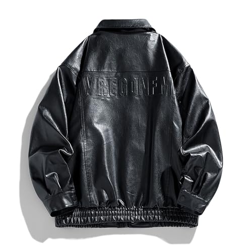 Dgoopd Faux Leather Jacket Men Vintage Motorcycle Jacket Turn down Collar Jacket Zip up Moto Jacket Casual Biker Jacket3