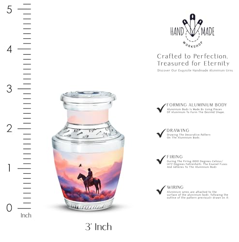 Image of Cowboys Urn Ashes Keepsake 3 Inch | Decorative Urns Keepsake Urn for Adult Human Burial Urns for Ashes