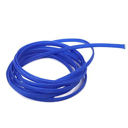 Othmro Flexibler, erweiterbarer geflochtener Kabelschlauch, 2,8 m, 6 mm breit, Draht-Webstuhlhülle und Organizer, schützt für TV, Audio, PC-Kabel vor Haustieren, Blau, 1 Stück