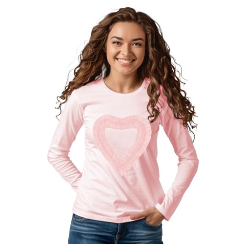 Girls' Heart-Shaped Long Sleeve T-Shirt