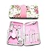 Manicure Pedicure Set Nail Clippers Cuticle Cutters Stainless Steel Professional Toenail Clippers Nail Scissors Grooming Kit for Men Women,Travel Case,12pcs,rose flower
