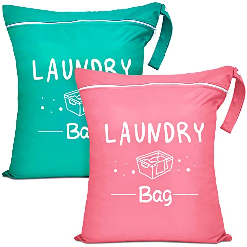 2 Pcs Large Travel Laundry Bag Waterproof Wet Dry Bag Washable Dirty Clothes Bag Bathing Suit Workout Bag for Gym Clothes Laundry Wet Clothes Swimming Yoga by Sylfairy - Used condition - CA$11.91