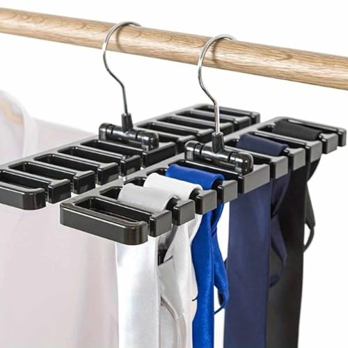 Miniatura 5 de Imaxwave Perchero De Corbatas Y Cinturones, Porta Corbatas Y Cinturones, Gancho Para Corbatas Y Cinturones, Colgador De Cinturones, Organizador De Corbatas, Cinturones, Pañuelos, Bufandas, Negro