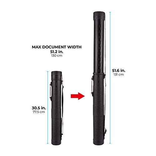 Expandable Poster Tube, Adjustable Water Resistant Case (30 to 49 in, Black)