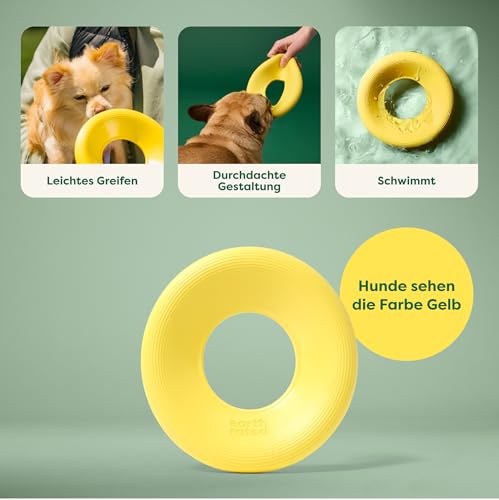 Earth Rated Fliegende Ring, EIN interaktives Frisbee für ausgewachsene Hunde und Welpen, versinkt im Wasser Nicht, klein, gelb