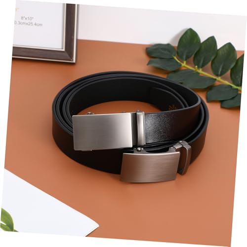 2pcs Adjustable Ratchet Belt Automatic Buckle Vintage Style Men Waist Belts for Business and Casual Attire4