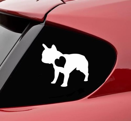 Slap-Art French Bulldog with Heart Dog Vinyl Decal Sticker