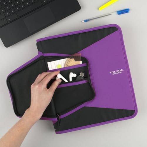 image for Five Star Zipper Binder, 1-1/2 Inch 3-Ring Binder for School, 3 Pocket