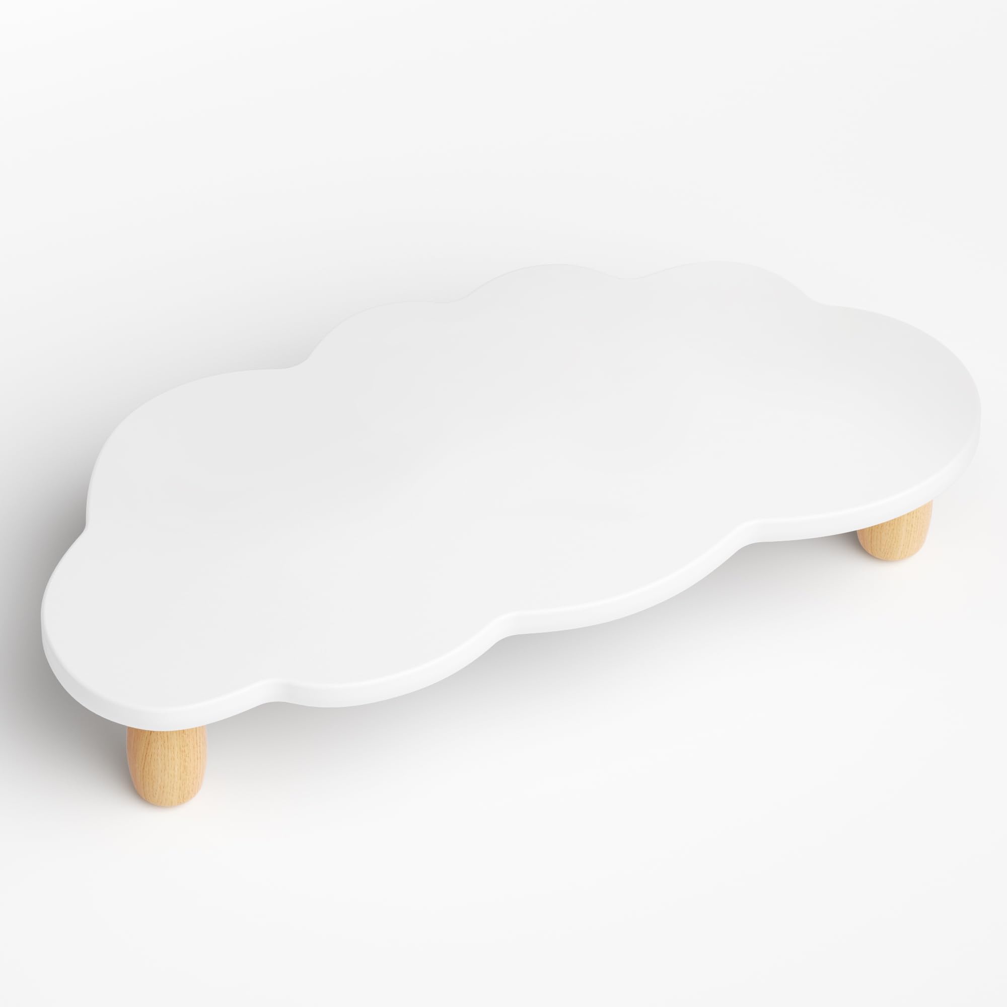 Monitor Stand Riser,Cloud-Shaped Sturdy Wood Computer Monitor Riser, Laptop Monitor Stand, Multi-Purpose Desktop Organizer Riser for Computer, Laptop, Printer, TV,White
