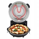 Adler Four à pizza électrique AD 6314, 40 cm, cuisson express, contrôle de température jusqu'à 400 °C, minuteur 15 min, noir, avec 2 spatules et plateau