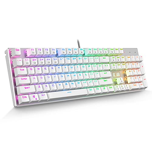 HUO JI E-Yooso Z-88 Clavier Mécanique Gaming Filaire USB Programmable RGB Rétroéclairé Commutateur Marron Panneau Métallique 104 Touches pour Windows, Mac, PC, Argent et Blanc HUO JI E-Yooso Z-88 Clavier Mécanique Gaming Filaire USB Programmable RGB Rétroéclairé Commutateur Marron Panneau Métallique 104 Touches pour Windows, Mac, PC, Argent et Blanc