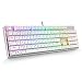 E-Element Z-88 RGB Mechanical Gaming Keyboard, Brown Switch - Tactile & Slightly Clicky, Programmable RGB Backlit, Water Resistant, 104 Keys Anti-Ghosting for Mac PC, Silver and White