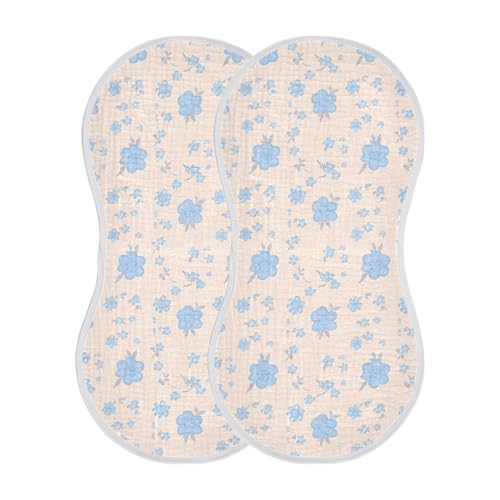 4 Pack Baby Burp Cloths, Soft Absorbent Burping Cloths for Babies, Cotton Milk Spit Up Rags, Large Size for Newborns, Baby Boys and Girls (Blue Florals)3