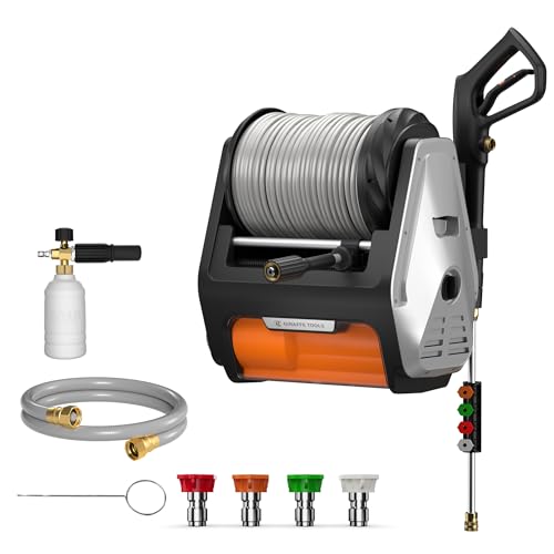 Giraffe Tools Grandfalls Wall Mount Pressure Washer Pro, Electric Power Washer with 1800W Motor,...