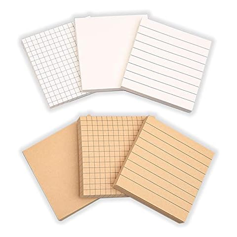 Creative Sticky Notes, A Pack of 6 Sticky Notes Sticky Notes for Office and Students, Self Adhesive Kraft Paper Sticky Notes, Total 480 Sticky Notes, White and Cowhide Leather Sticky Notes Cover