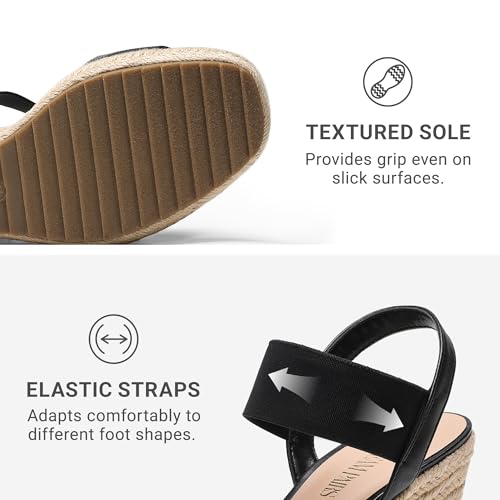 Image of DREAM PAIRS Womens Open Toe Espadrilles Dressy Platform Sandals Slip on Elastic Ankle Strap Wedges Sandals