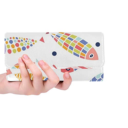 Preisvergleich Produktbild Einzigartige benutzerdefinierte Bunte Fische Frauen Trifold Wallet Lange Geldbörse Kreditkarteninhaber Fall Handtasche