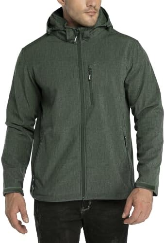 33,000ft Softshelljacke für Herren Wasserdicht Outdoor Jacke Übergangsjacke | Winddicht Warme Fleece Gefüttert Funktionsjacke Wanderjacke mit Abnehmbare Kapuze, 6 Taschen für Outdo