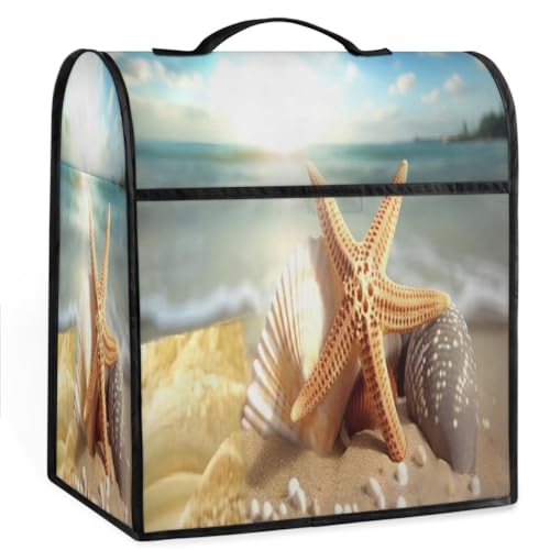 Coffee Maker Cover Starfish Shell Beach Kitchen Appliance Covers Small Appliance Covers Blender Cover Juicer Cover Dust Covers for Kitchen Appliances with Top Handle and Pockets,Washable,B558