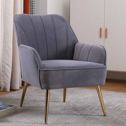 HRVEOCEI Accent Chair with Arms, Arm Chair with Gold Legs,Velvet
