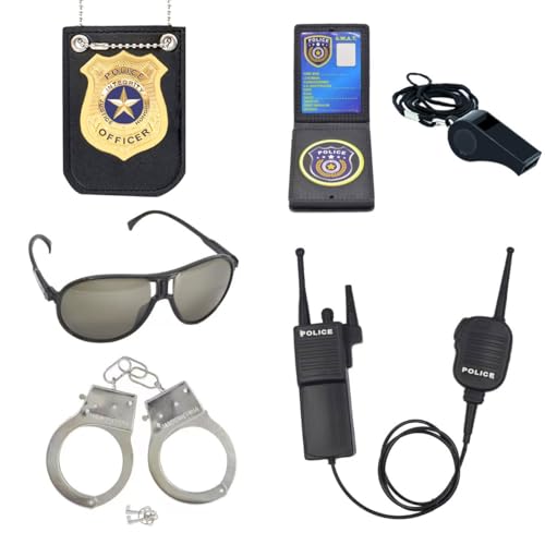 ZUCOS Polizei Kostüm Kinder, Polizist Handschellen Sonnenbrille Abzeichen...