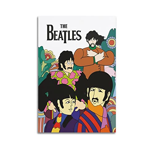 Poster décoratif sur toile The Beatles Dessin animé des Beatles – 40 x 60 cm - Les Beatles, Paul McCartney, John Lennon, RIngo Starr, George Harrison Poster décoratif sur toile The Beatles Dessin animé des Beatles - 40 x 60 cm