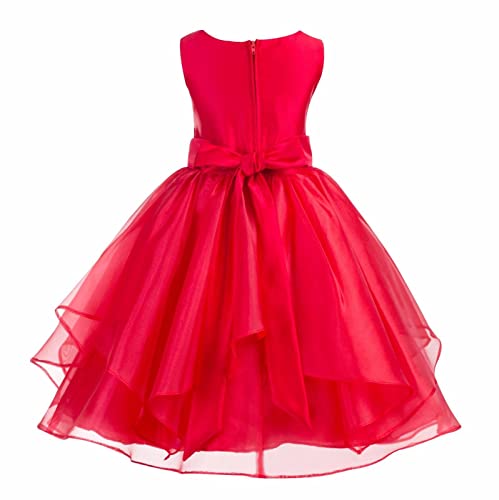 Image of Girls Synthetic A-Line Dress (Wlt-1075-3-4, Red, 3 Years-4 Years)
