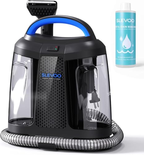 Slevoo 450W Lavatappeti, Lava Tappezzeria con Smacchiatore, Pulitore per Tappeti, Divani, Moquette e Tappezzeria e Animali Domestici, Aspirapolvere Tessuti, Nero