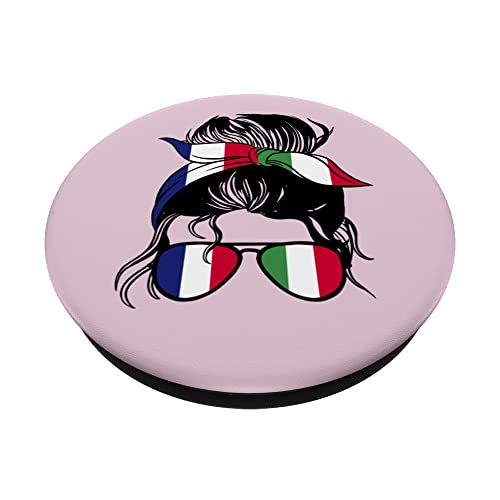 France and Italy Mix Half French half Italian PopSockets Swappable PopGrip, Black - Image 2