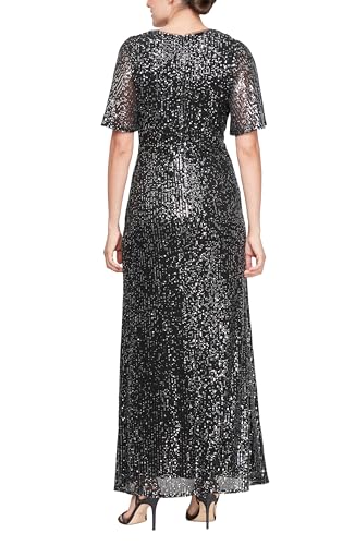 S.L. Fashions Women's Long Surplice Neckline Mother of The Bride Dress with Elbow Flutter Sleeves (Petite and Regular Sizes)2