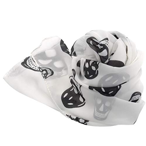 Wakauto Ladies Tulle Skull Pattern Printed Scarf Comfortable Long Style Fashion Soft Scarf Shawl Lady Girl 150 * 50cm2