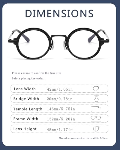 Image of Classic Round Glasses for men women Circle Blue Light Eyeglasses Hippie Style Non Prescription Eyewear