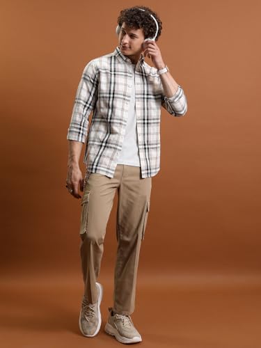 Image of Highlander Men's Slim Fit Checks Shirt for Men | Full Sleeves | Spread Collar | Casual Shirts for Men